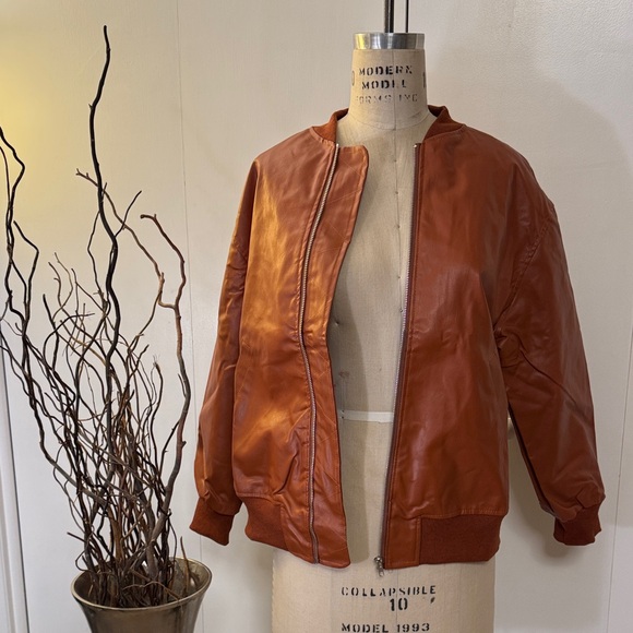 Jackets & Blazers - Women's Brown Bomber Jacket faux leather